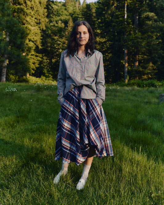 Garden Blouse, plaid silk