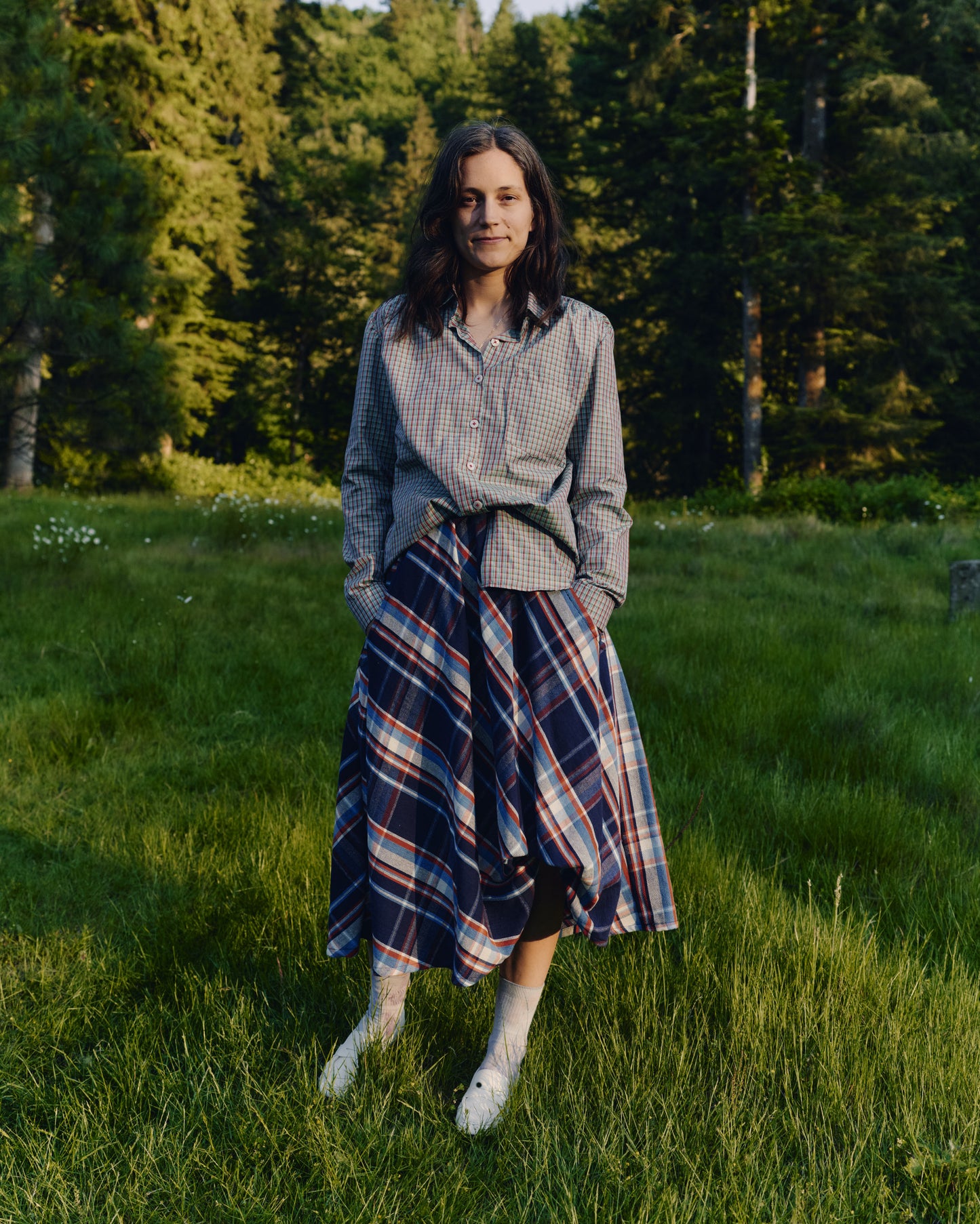 Garden Blouse, plaid silk