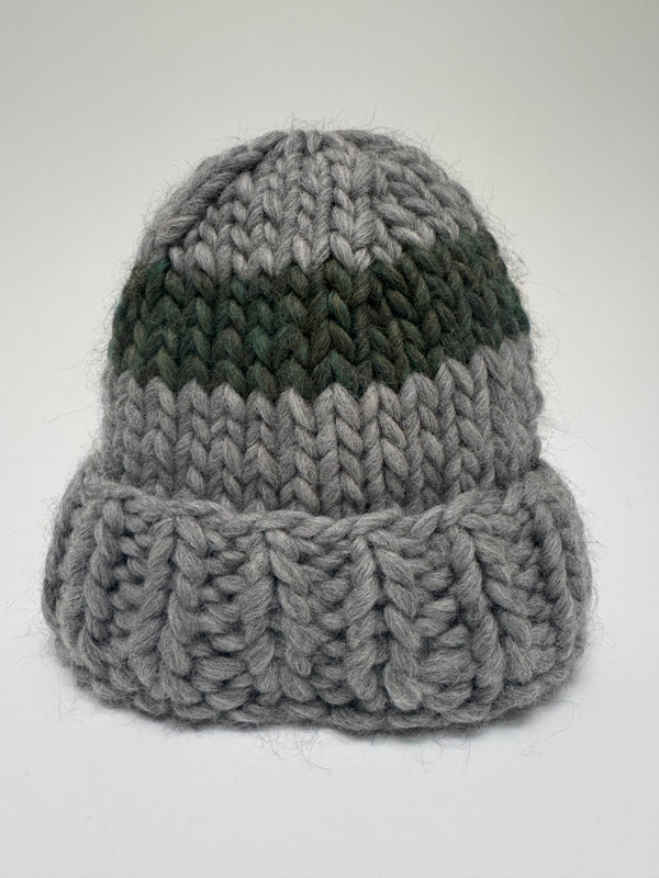 Big Wool Hate - Grey / Forest Green Stripe