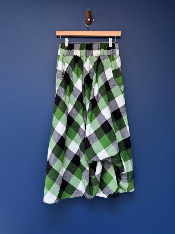 Flannel Skirt - Green and Black Plaid