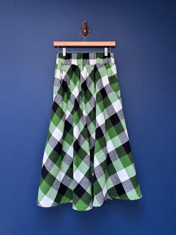 Flannel Skirt - Green and Black Plaid