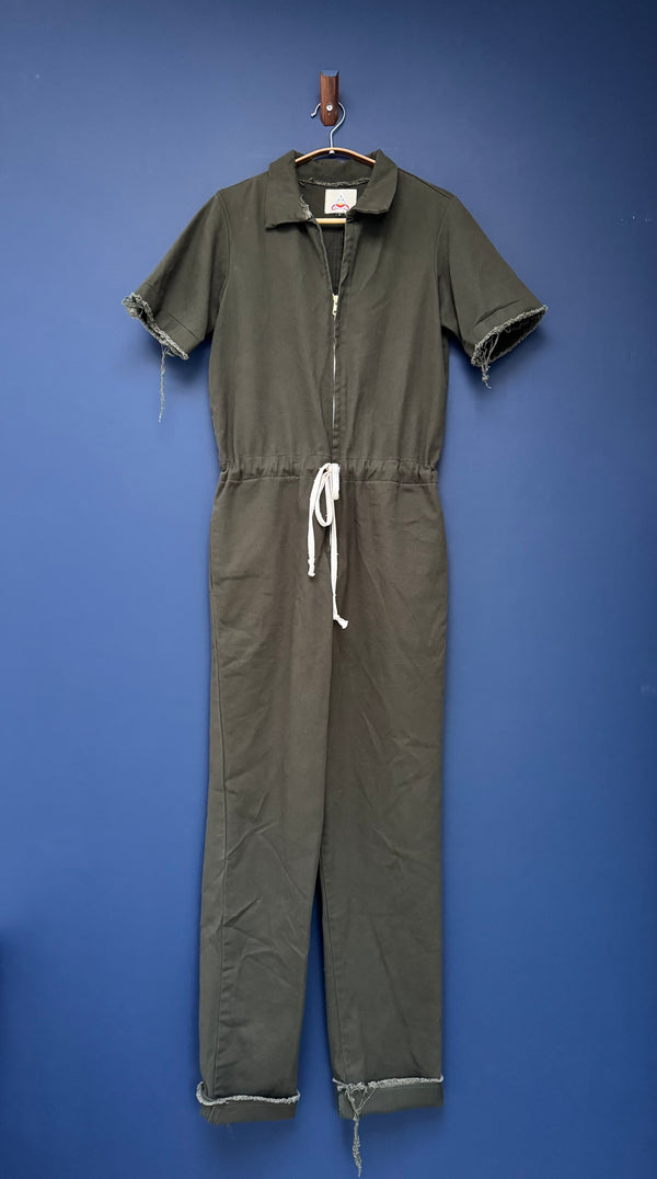 Denim Jumpsuit - Olive Green